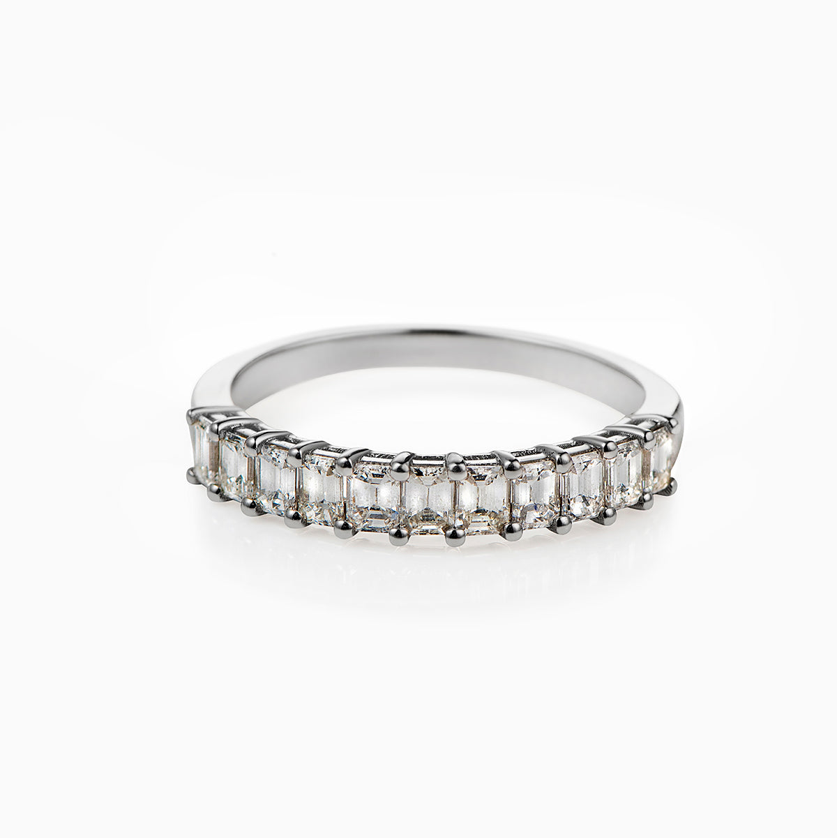 Emerald Diamond Half Eternity Band