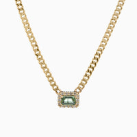 Cuban Link Necklace with Tourmaline and Diamonds