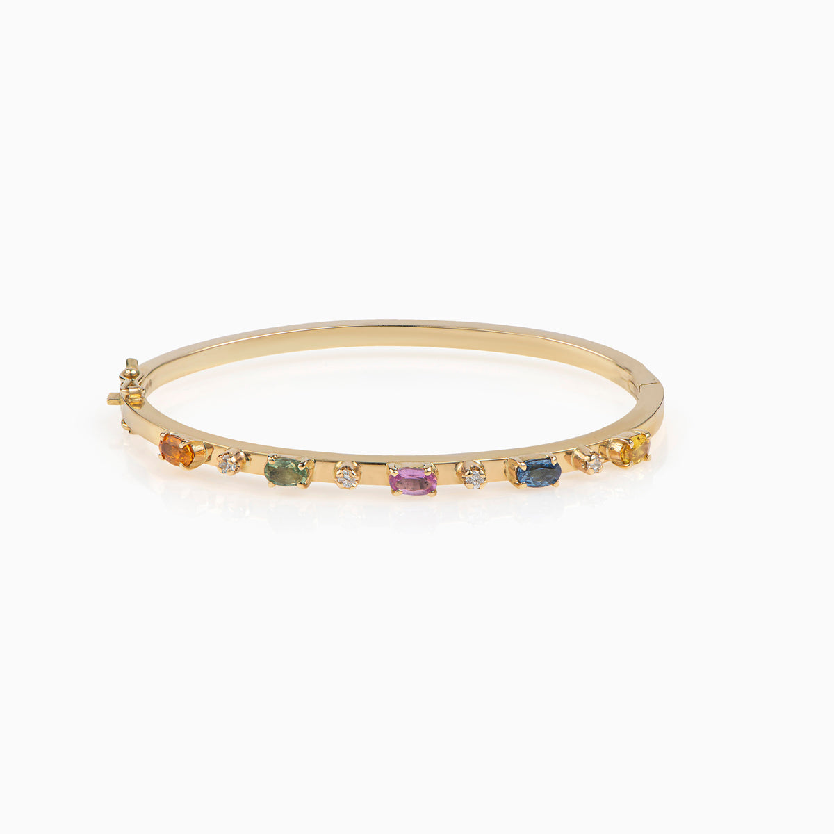 Fancy Sapphire and Diamonds Oval Bangle