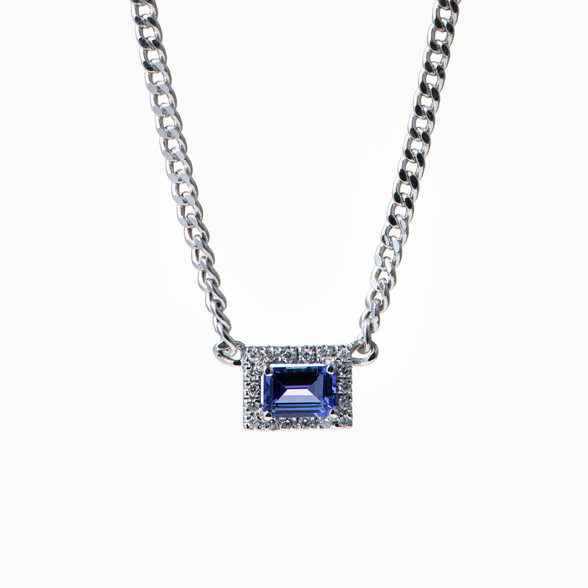 Cuban Link with Tanzanite and Diamonds Necklace