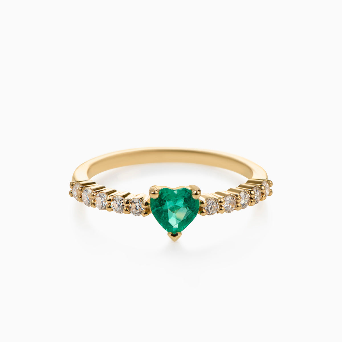 Heart Shape Emerald and Diamond Ring
