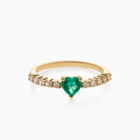 Heart Shape Emerald and Diamond Ring