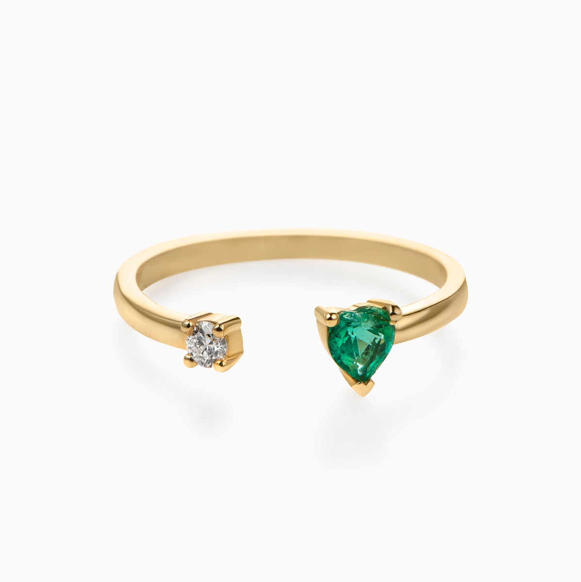 Open Emerald and Diamond Ring