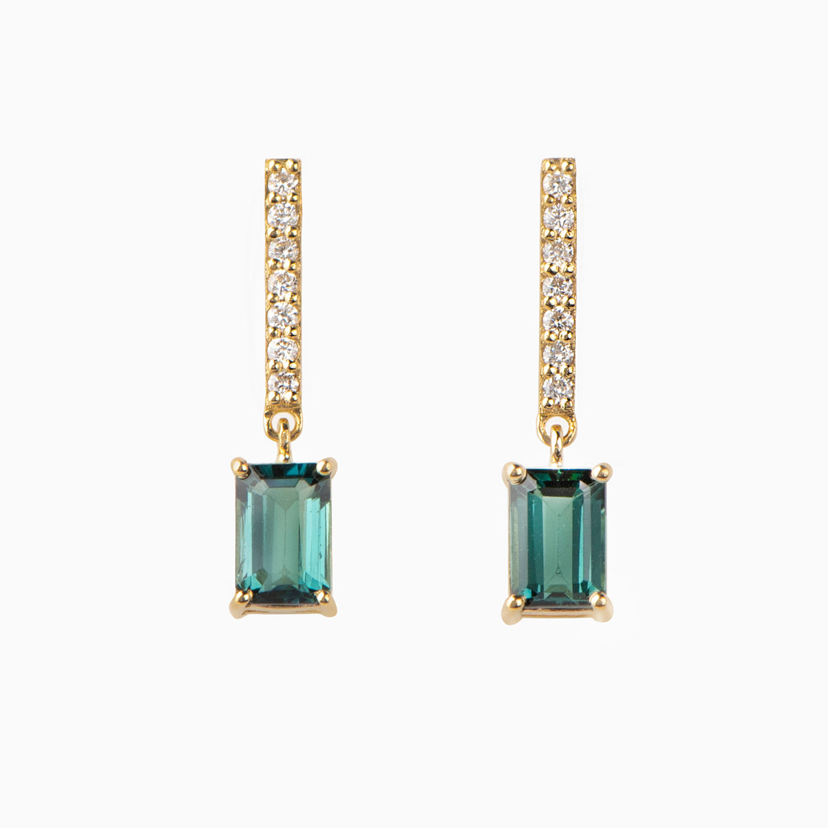 Diamond Bar and Tourmaline Drop Earrings