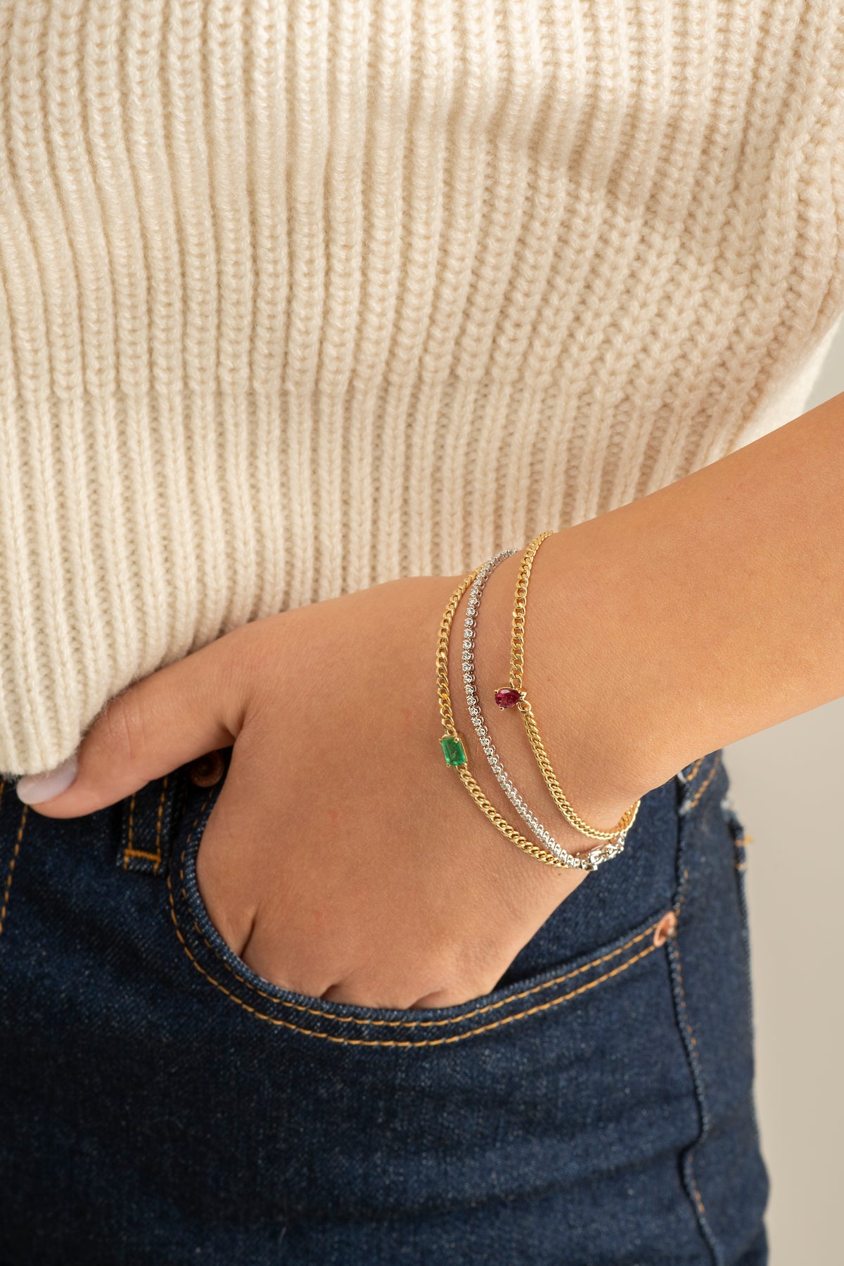 Emerald Curb Chain Bracelet
