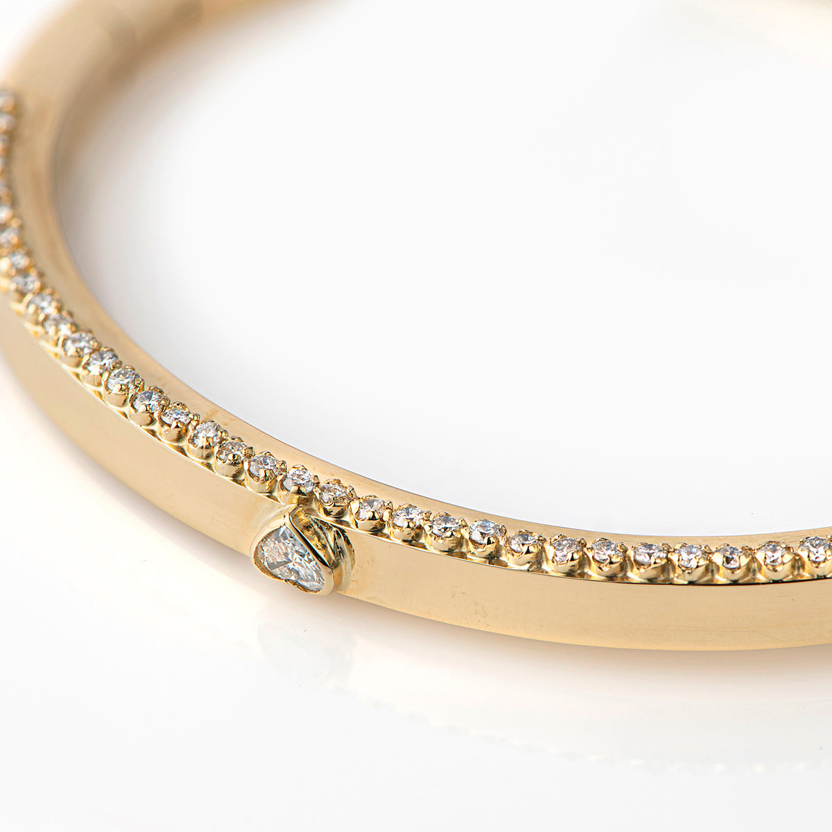 Gold Heart Diamond Bangle
