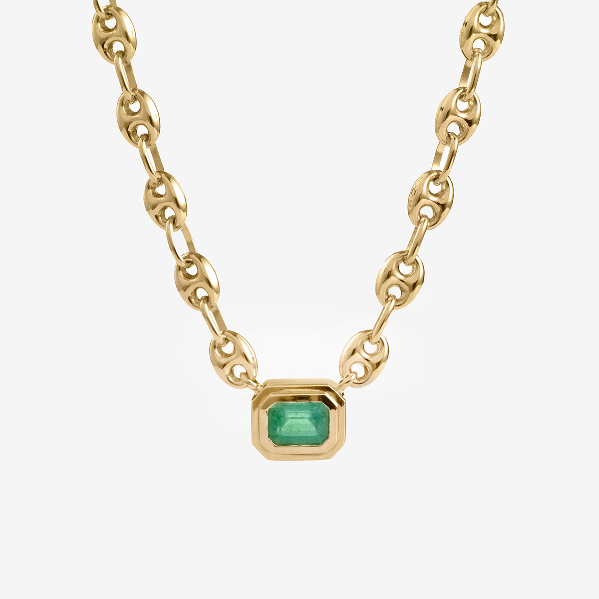 Mariner Chain Emerald Link Necklace