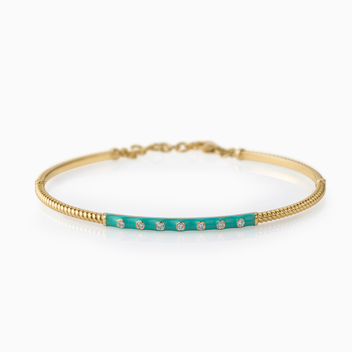 Cable Bangle with Diamonds and Enamel
