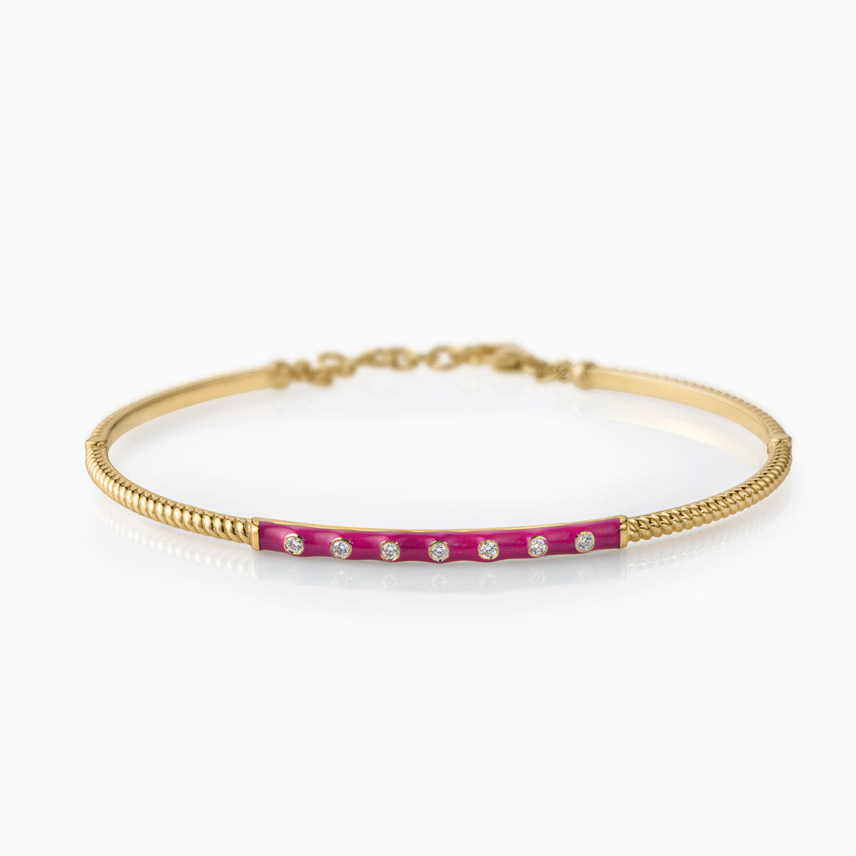 Cable Bangle with Diamonds and Enamel
