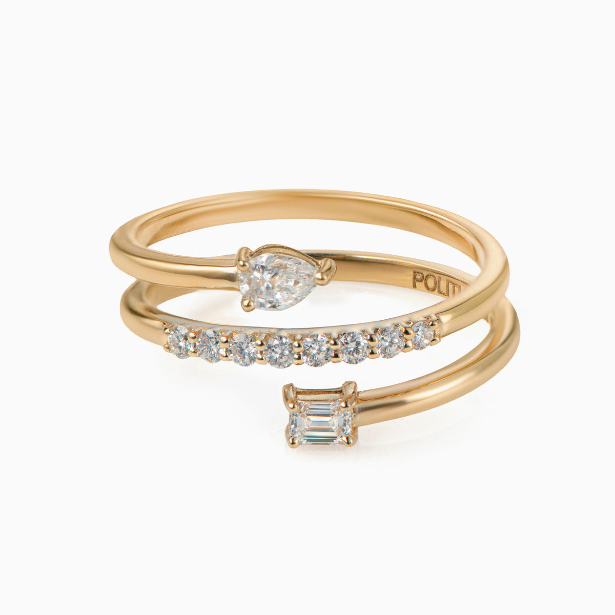 Wrap Ring with Fancy-Shaped Diamonds - Politia Jewelry