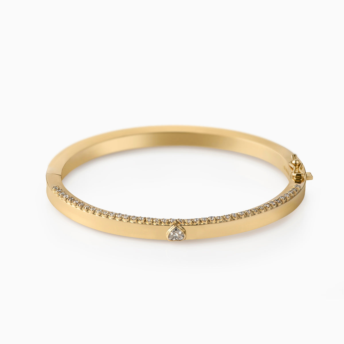 Gold Heart Diamond Bangle
