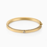 Gold Heart Diamond Bangle