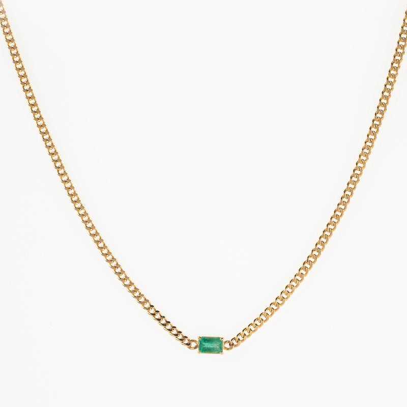 EMERALD PENDANT LINK CHAIN - Politia Jewelry