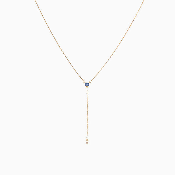 SAPPHIRE LARIAT WITH DIAMOND - Politia Jewelry