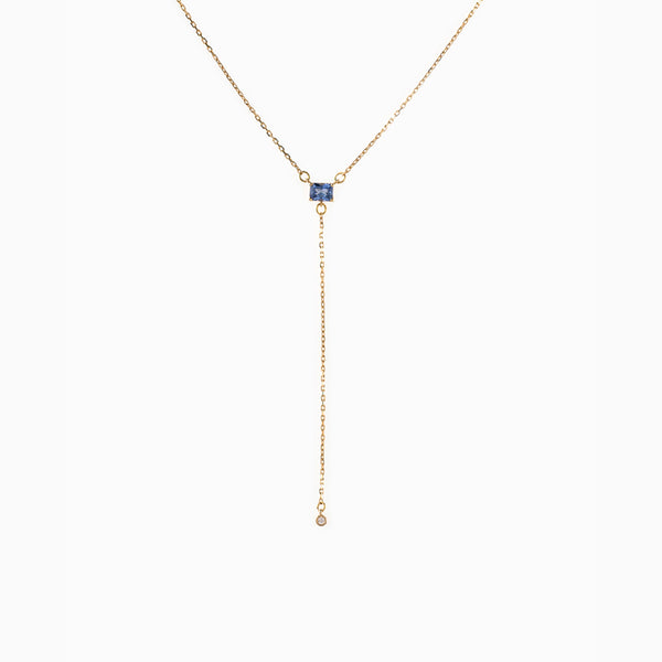 SAPPHIRE LARIAT WITH DIAMOND - Politia Jewelry