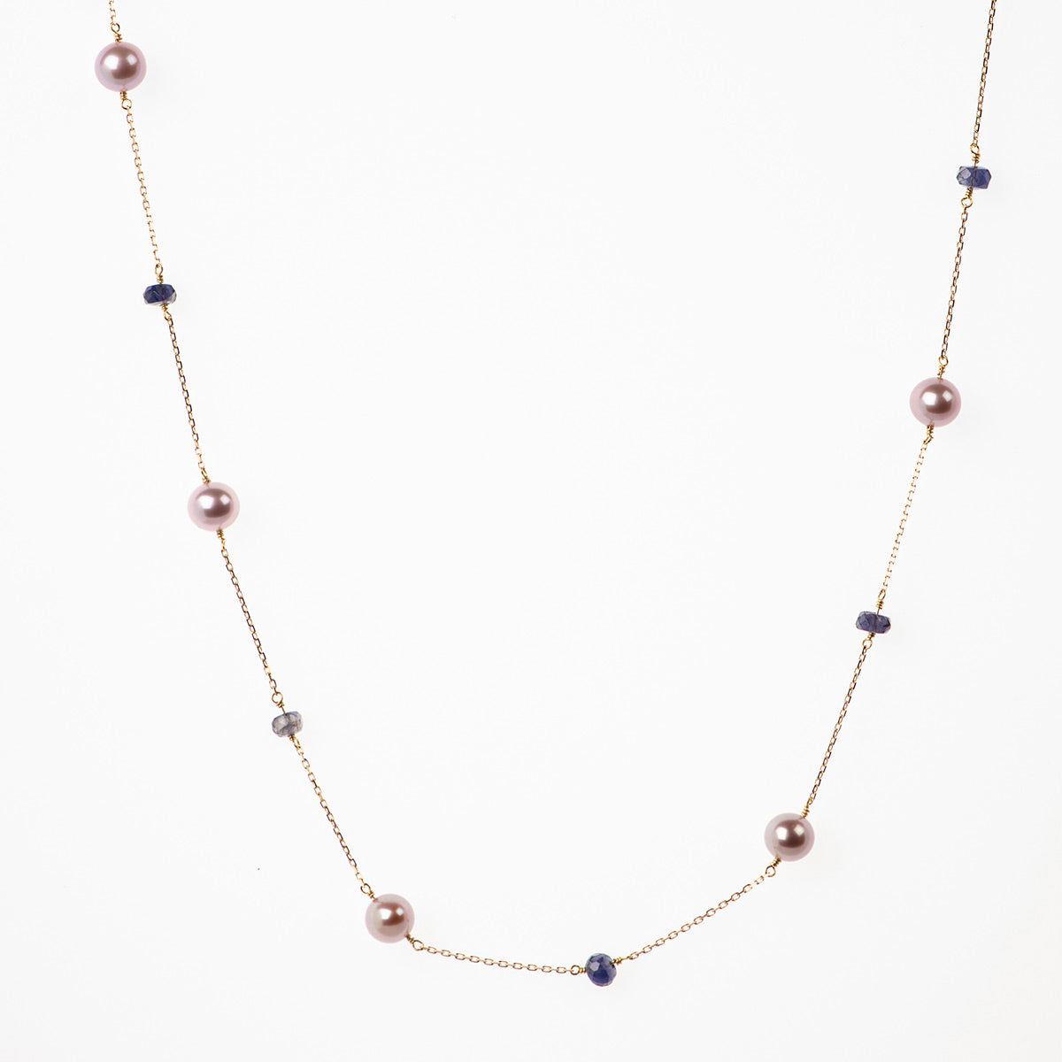LILAC PEARLS NECKLACE WITH IOLITES - Politia Jewelry