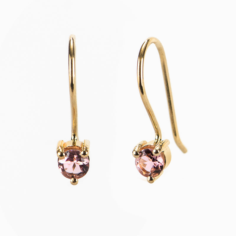 Pink Tourmaline Wire Earrings - Politia Jewelry