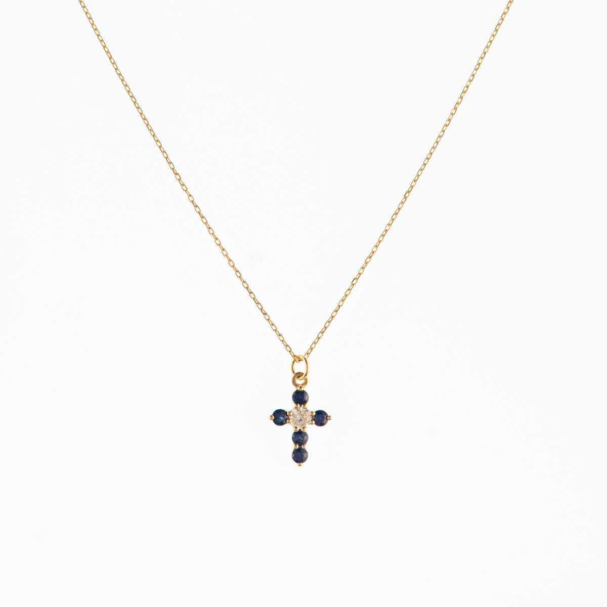 Small Sapphire and Diamond Cross