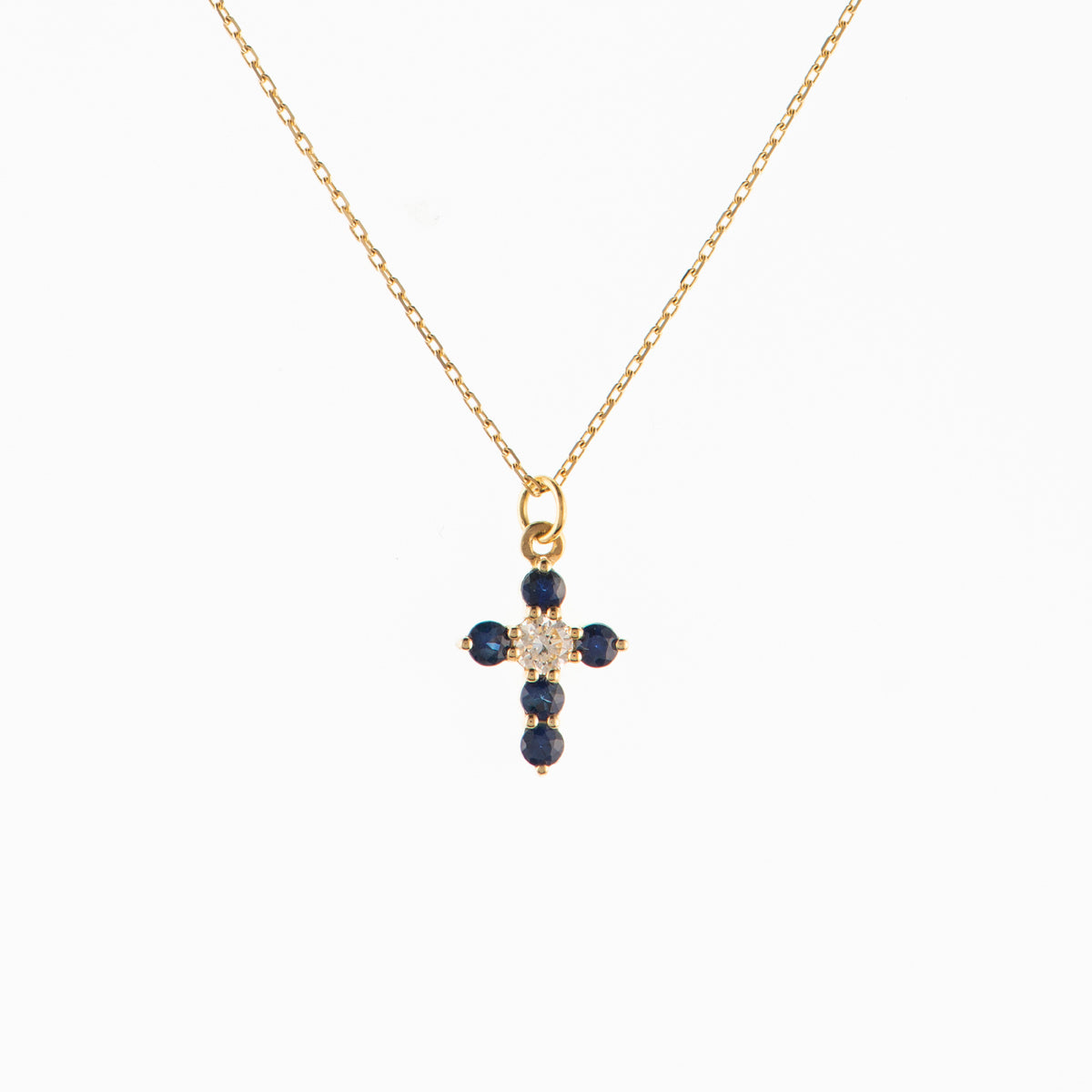 Small Sapphire and Diamond Cross