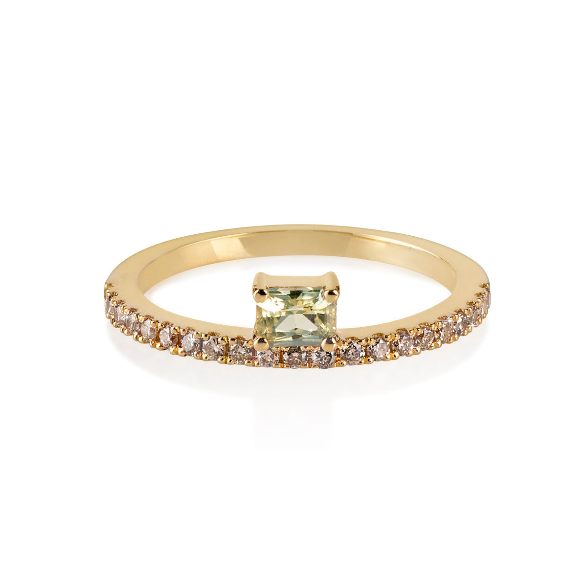 Pavé Diamond Ring with Sapphire