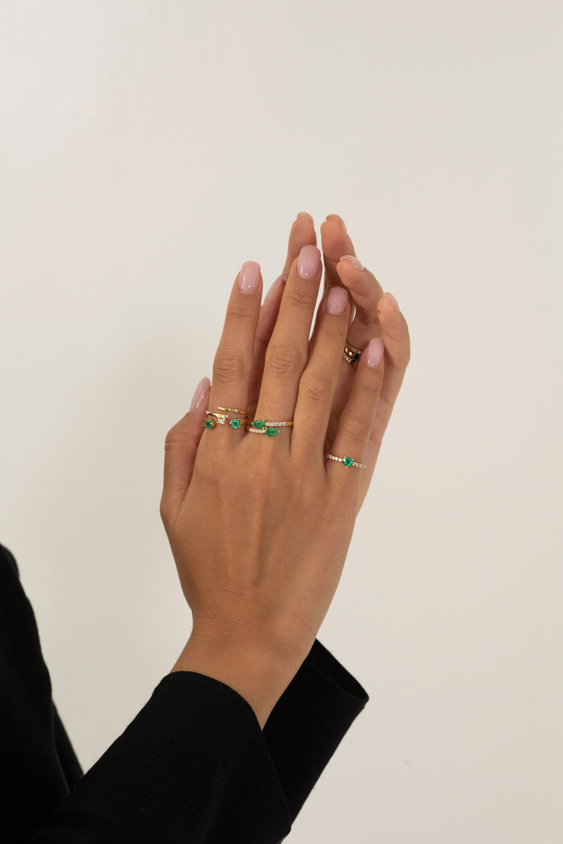 Heart Shape Emerald and Diamond Ring
