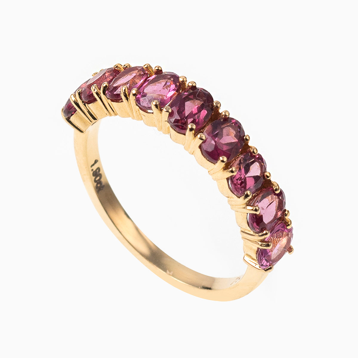 Oval Cut Rhodolite Garnet Eternity Band