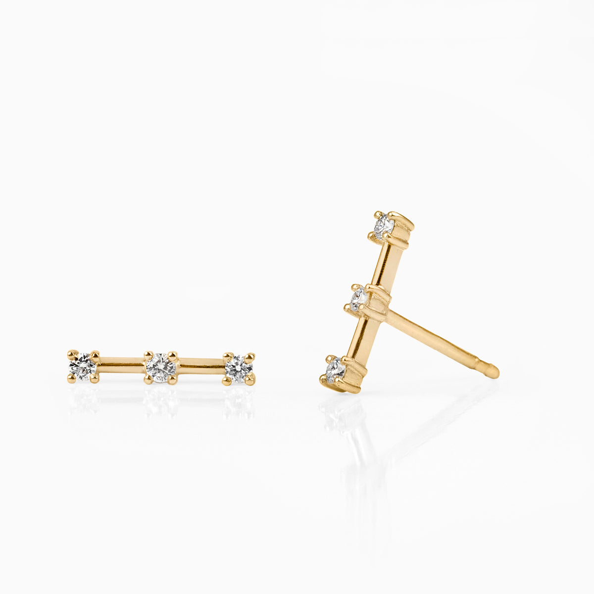 Triple Diamond Stud Earring