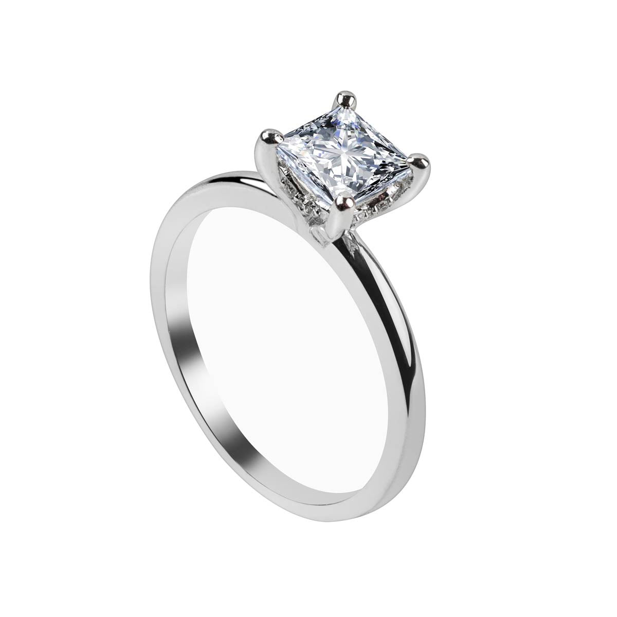 Princess Cut Engagement Ring with Hidden detail