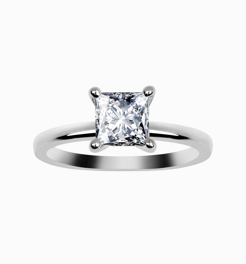 Princess Cut Engagement Ring with Hidden detail